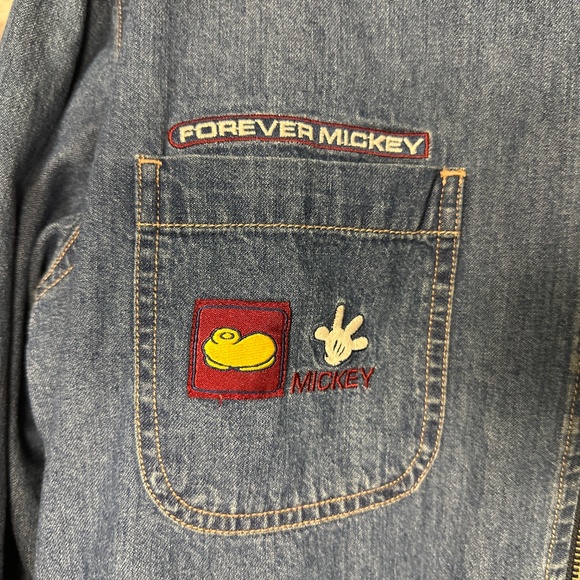 Disney Forever Mickey Embroidered Denim Zip-Up Jacket Shirt - Picture 8 of 15